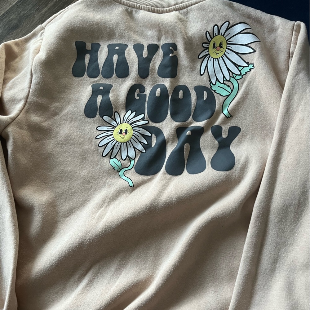 Beige Sweatshirt with Graphic Print